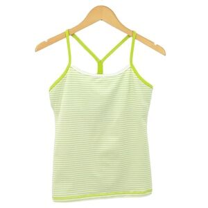 ♻️DONATED 7-15-25♻️LULULEMON Power Y Tank Top 8 Lime Green White